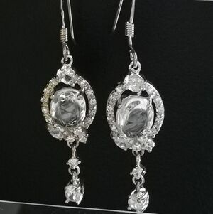 Sterling silver CZ Clear Quartz Drop Earrings 🆕